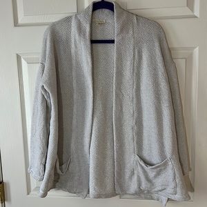 Eileen Fisher 100% Organic Cotton Knit Open Cardigan‎ Light Gray, Sz XS TP